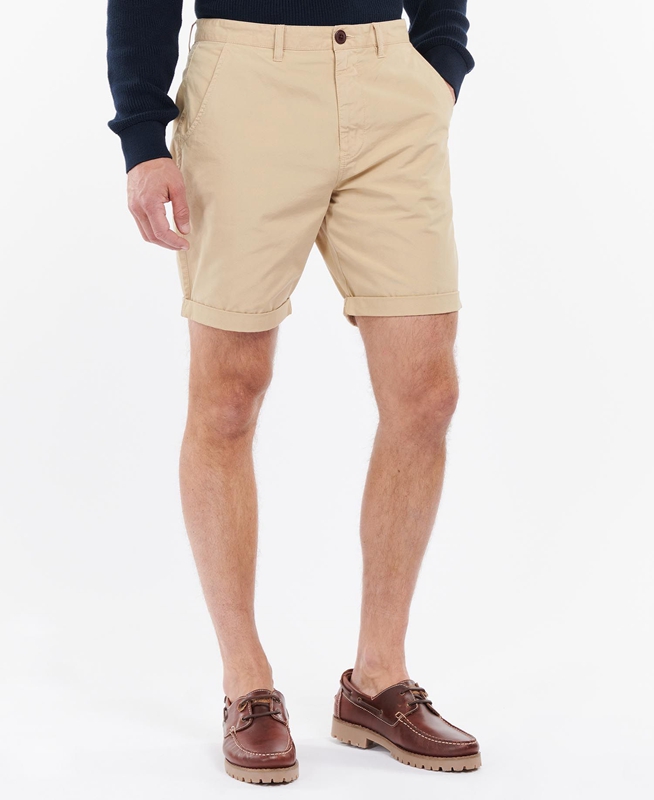 Beige Men's Barbour Glendale Short Pants | ACJXNB-924