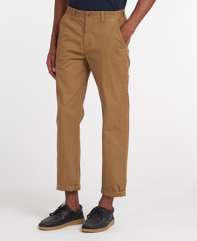 Beige Men's Barbour Neuston Essential Chinos Pants | UZHNQF-492