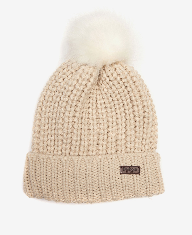 Beige Women's Barbour Beanie Saltburn Hats | QFSCIE-703