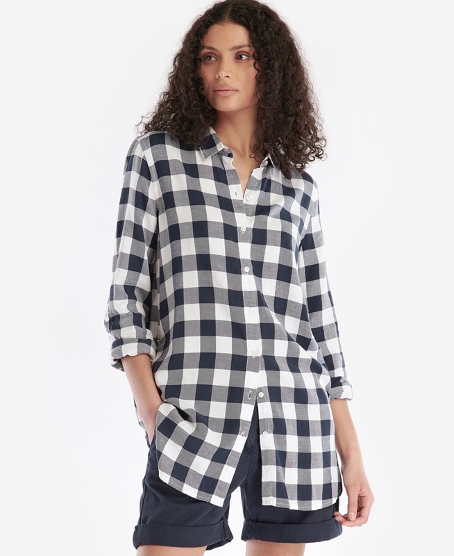 Black / Grey Women's Barbour Baymouth Shirts | MNZJCX-739