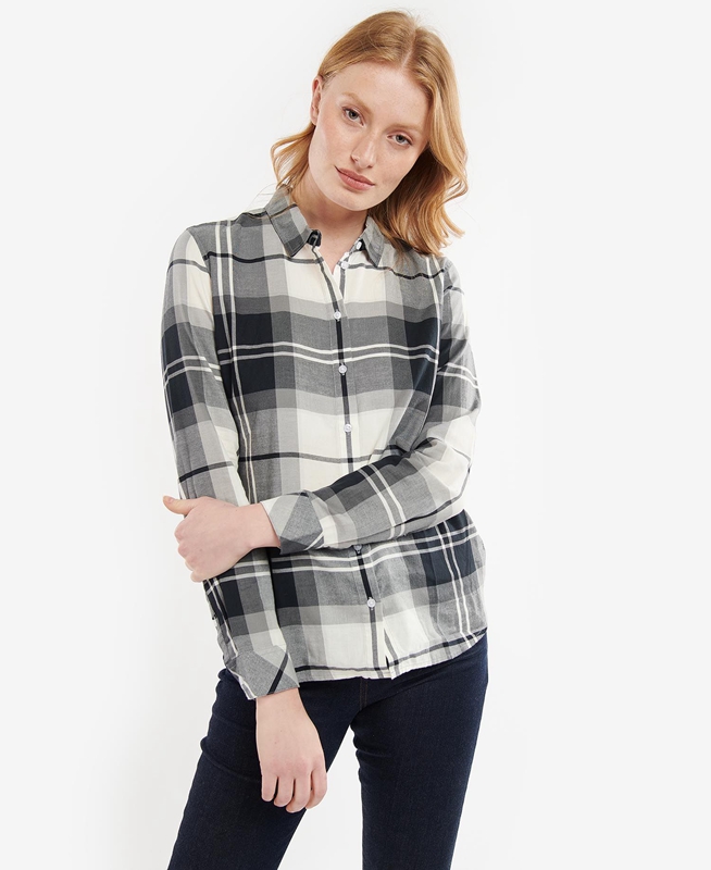 Black / Grey Women's Barbour Bredon Shirts | JDTHBK-173