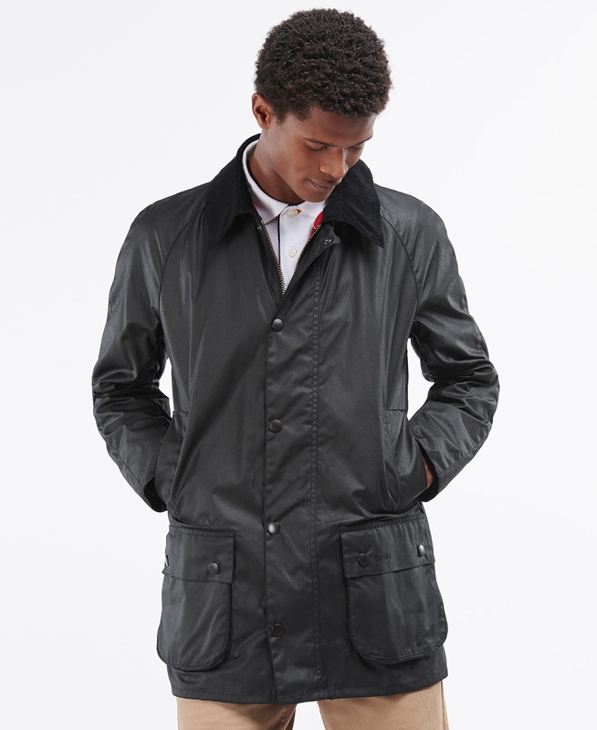 Black Men's Barbour Beausby Waxed Jackets | MBJOLY-865