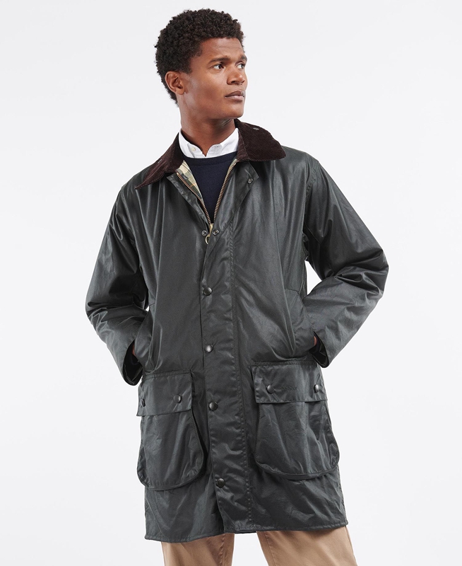 Black Men's Barbour Border® Waxed Jackets | AEKSBP-562