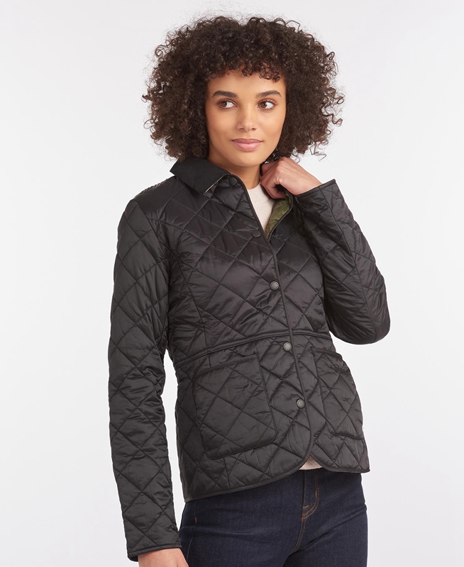 Black Women's Barbour Steppjacke Deveron Quilted Jackets | VHWTEZ-052