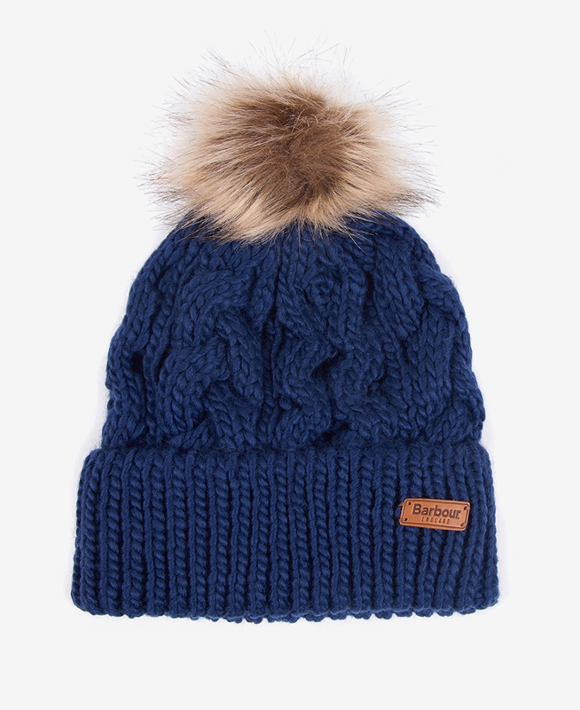 Blue Women's Barbour Beanie Penshaw Cable Hats | UHMIQN-914