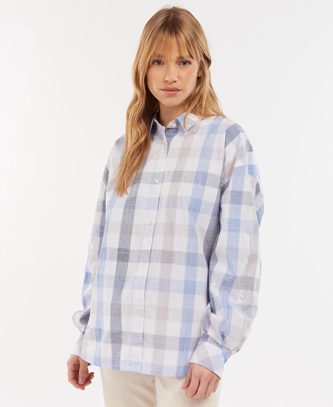 Blue Women's Barbour Explorer Lara Shirts | QGNOUT-675