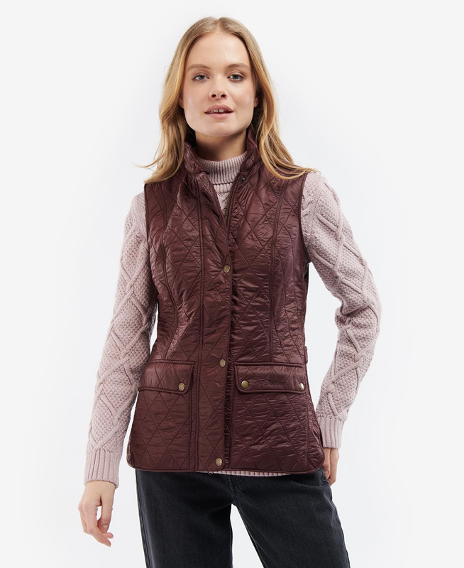 Burgundy Women's Barbour Wray Vest | PTYLDN-923