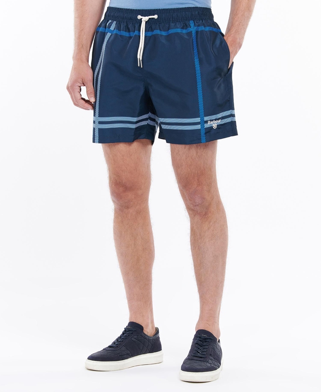 Navy Men's Barbour Blaine Swim Pants | WMQXKL-948