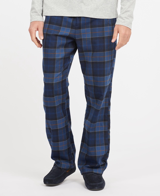 Navy Men's Barbour Hose Glenn Tartan Pants | SFRUJL-082