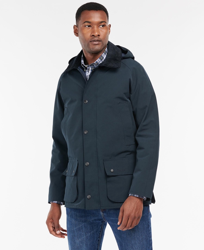 Navy Men's Barbour Rokig Waterproof Jackets | AGIQEZ-136