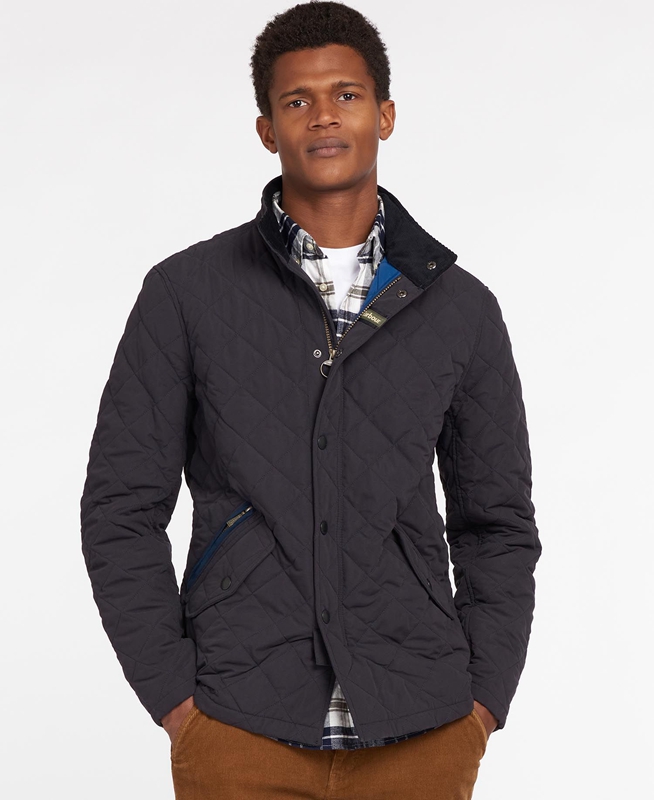 Navy Men's Barbour Shoveler Quilted Jackets | KLCBGJ-530