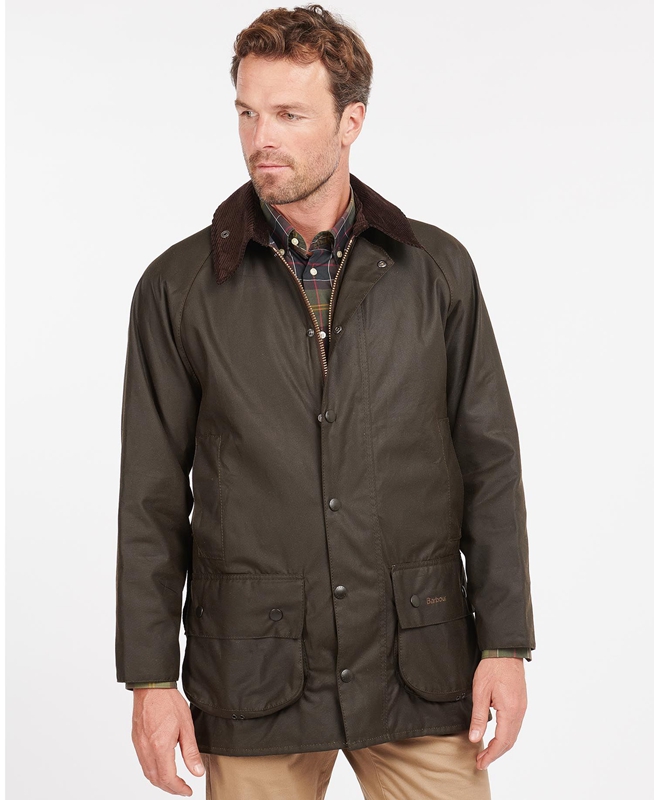 Olive Men's Barbour Classic Beaufort® Waxed Jackets | FKQNBE-625