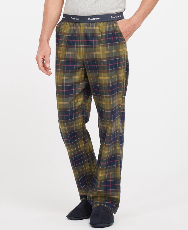 Olive Men's Barbour Hose Glenn Tartan Pants | JRYUIQ-298