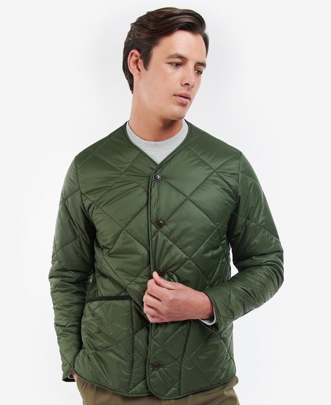 Olive Men's Barbour Liddesdale Cardigan Quilted Jackets | PXDFMW-562