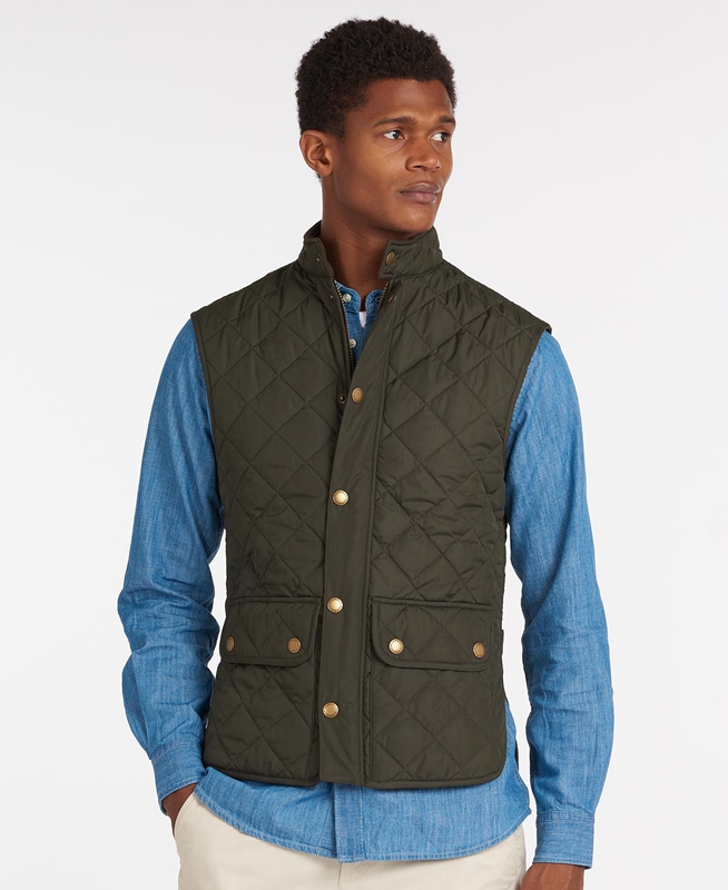 Olive Men's Barbour Lowerdale Vest | RYBUHZ-815