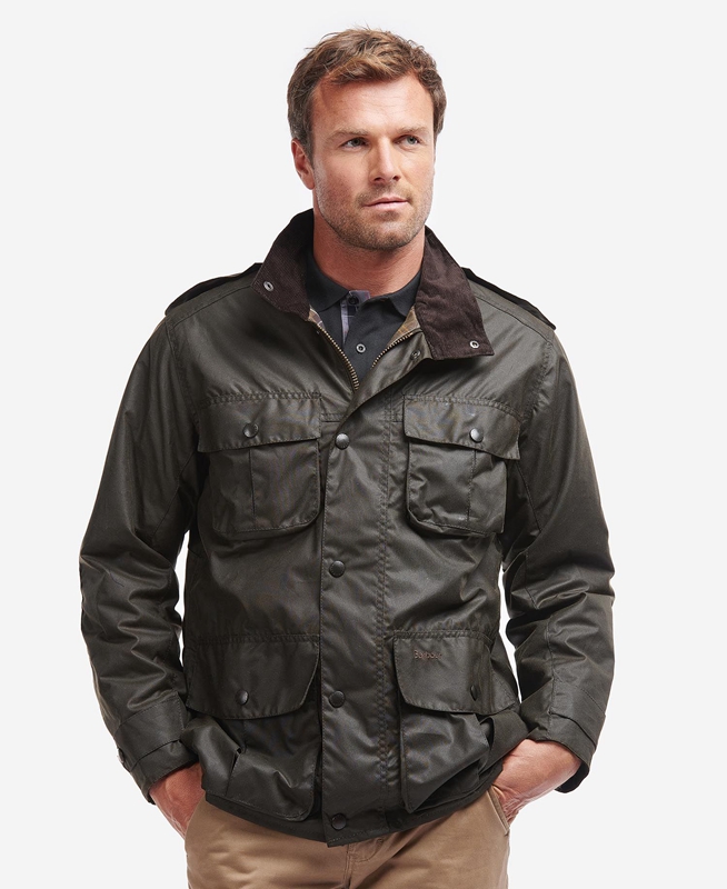 Olive Men's Barbour Trooper Waxed Jackets | PSHUFN-908