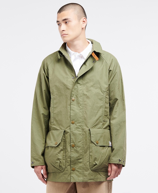 Olive Men's Barbour x Ally Capellino Back Casual Jackets | KXIHWQ-290