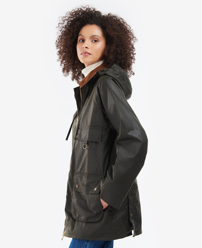 Olive Women's Barbour Highclere Waxed Jackets | YPGNRD-546