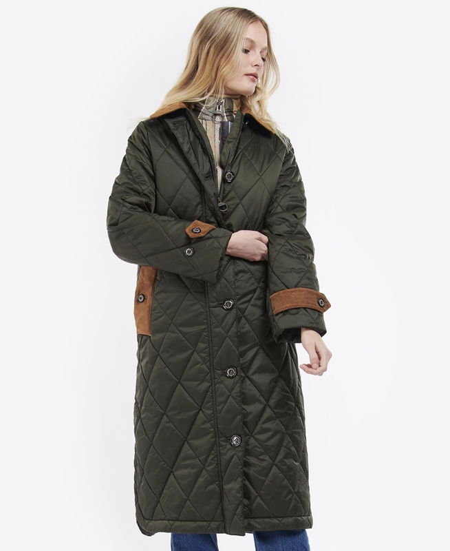 Olive Women's Barbour Silwick Quilted Jackets | HGWDJQ-025