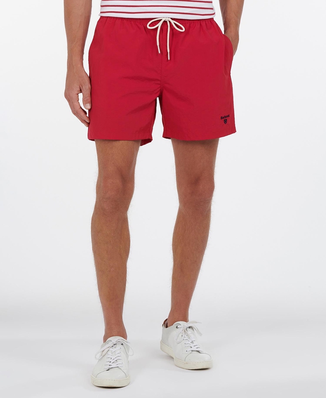 Red Men's Barbour Essential Logo 5'' Swim Pants | RKQDSI-574