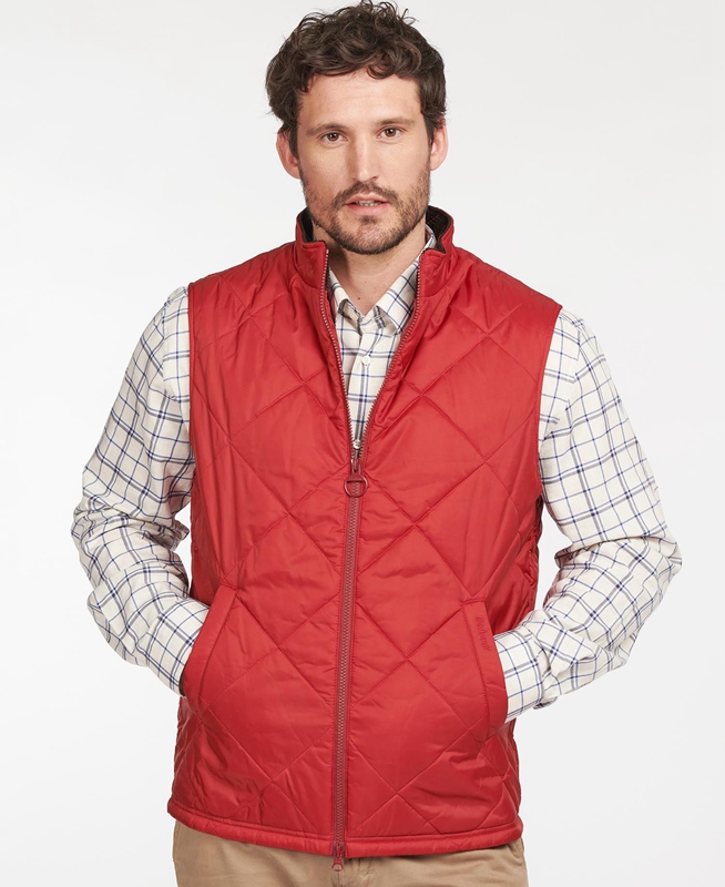 Red Men's Barbour Finn Vest | LWNBSZ-264