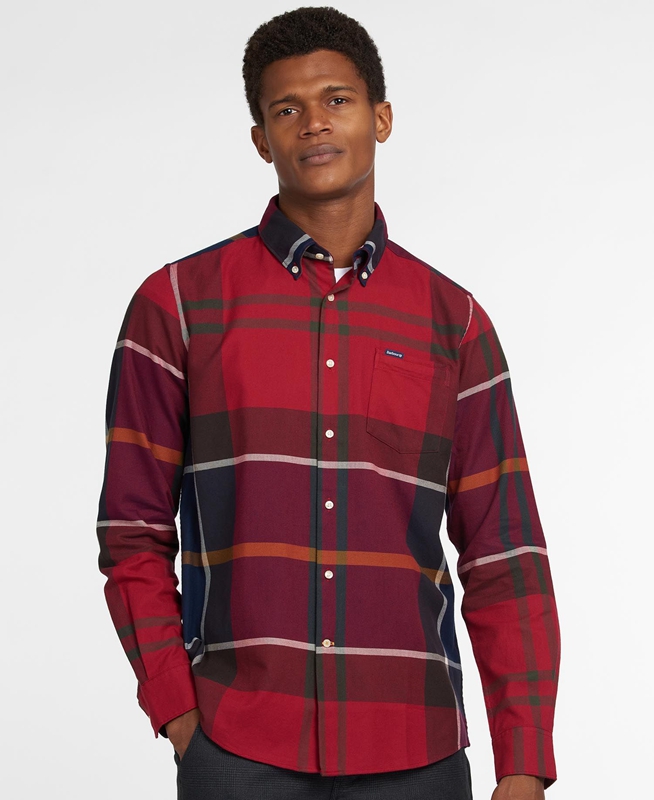 Red Men's Barbour Hemd Dunoon Taillored Shirts | NTGOPV-286