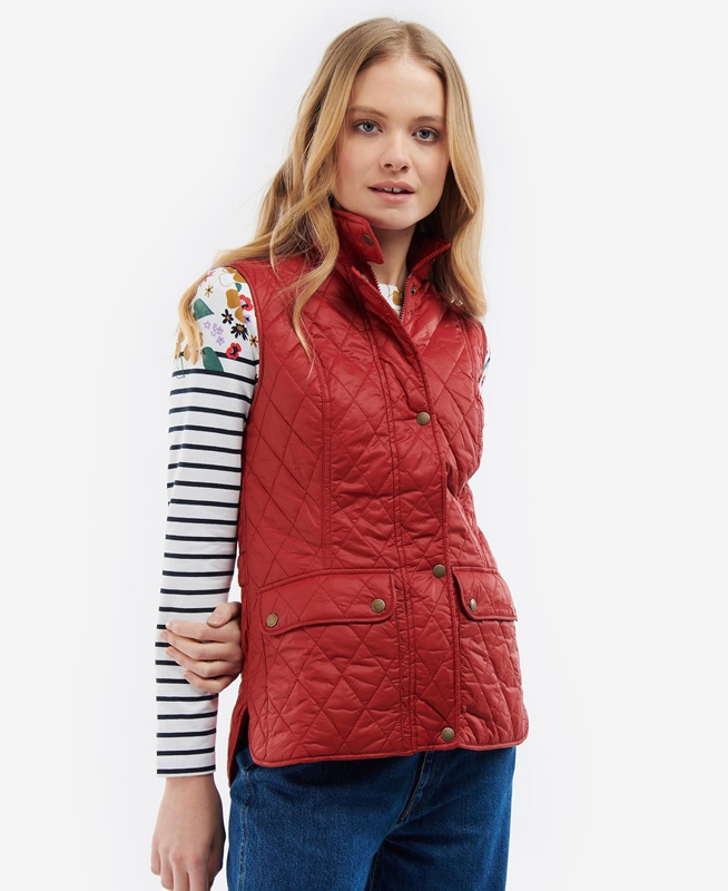 Red Women's Barbour Otterburn Vest | ASHMWC-602