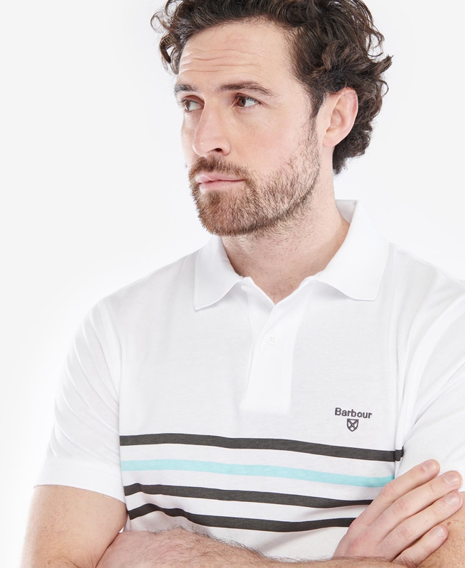 White Men's Barbour Silsden Polo shirts | TQWOFD-216