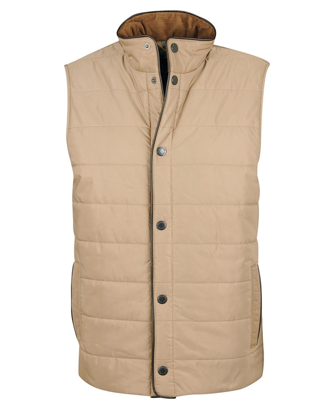 Beige Men's Barbour Farnham Vest | UAVMTJ-075