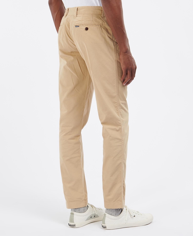 Beige Men's Barbour Glendale Chino Pants | IGMBCR-954