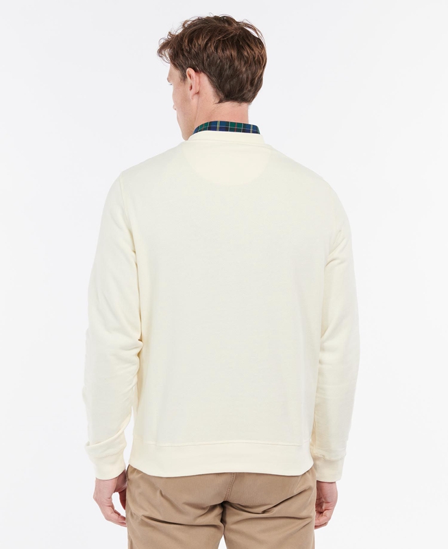 Beige Men's Barbour Honour Panel Crew Sweatshirts | QGUYHX-761