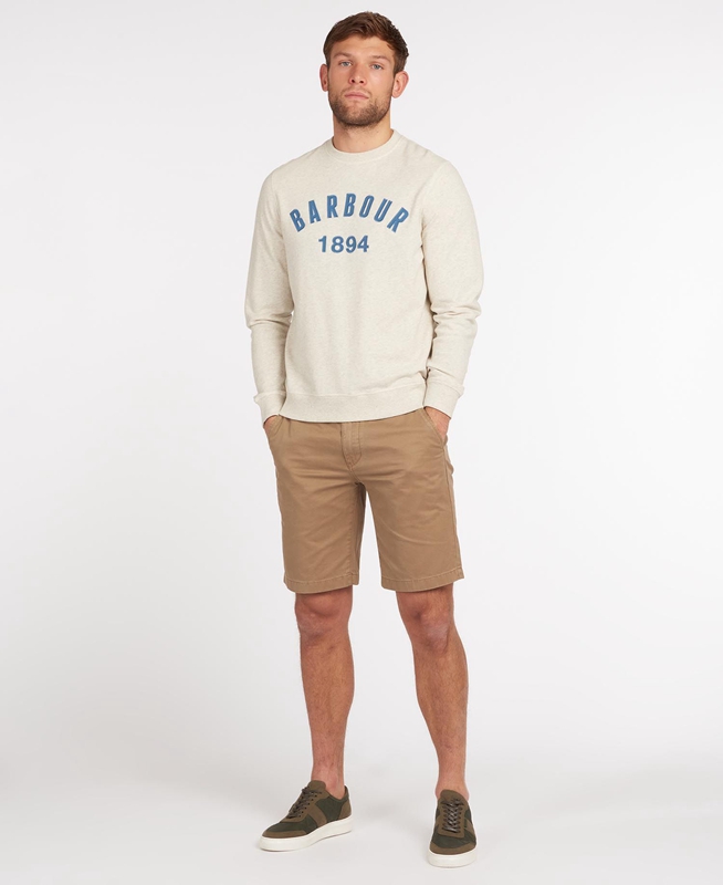 Beige Men's Barbour John Crew Neck Sweatshirts | MOCLGV-508