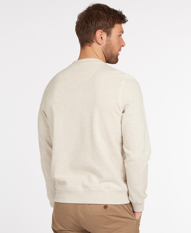 Beige Men's Barbour John Crew Neck Sweatshirts | MOCLGV-508