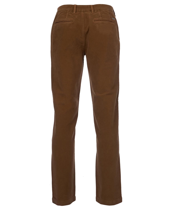 Beige Men's Barbour Neuston Moleskin Trousers Pants | KSWNJM-249