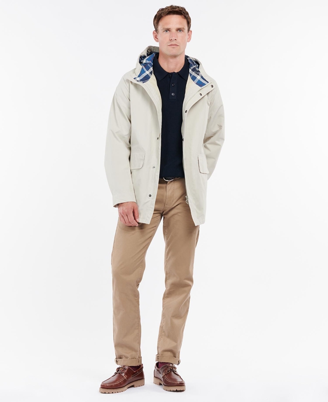 Beige Men's Barbour Summer City Parka Waterproof Jackets | UIFOPD-254