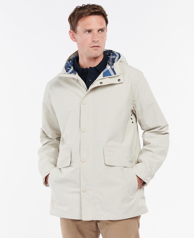 Beige Men\'s Barbour Summer City Parka Waterproof Jackets | UIFOPD-254