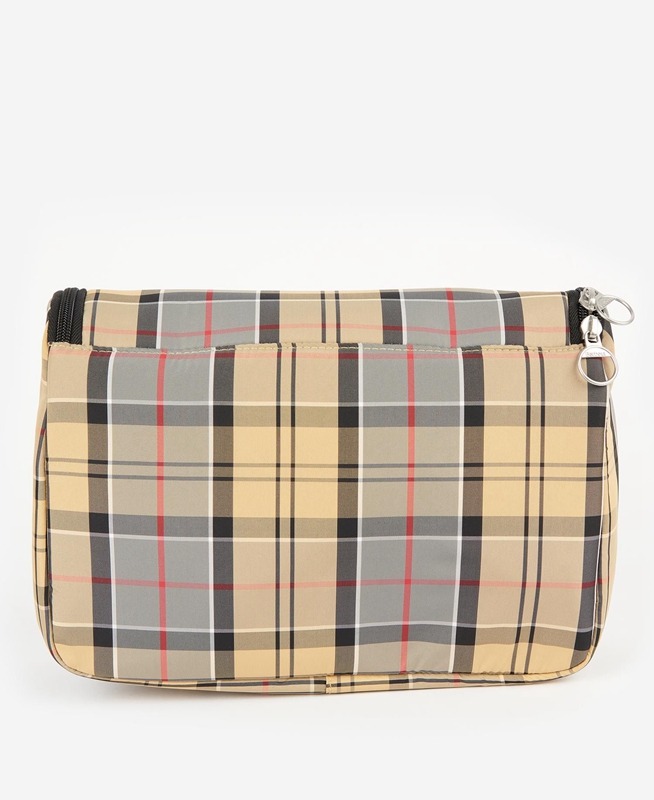 Beige Men's Barbour Tartan Hanging Washbag Bags | XFJTWL-245