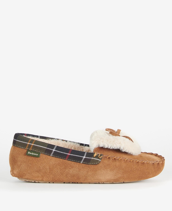 Beige Women\'s Barbour Darcie Slippers | KVRPJN-086