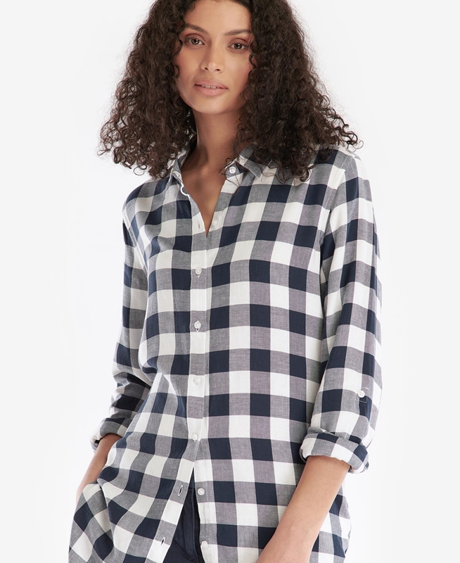 Black / Grey Women's Barbour Baymouth Shirts | MNZJCX-739