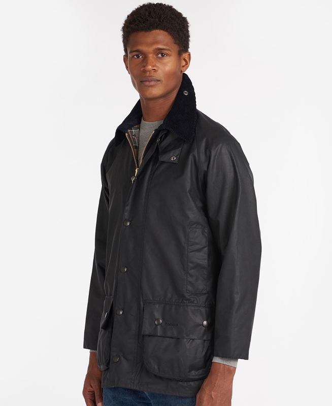 Black Men\'s Barbour Beaufort® Waxed Jackets | MZPKVJ-037