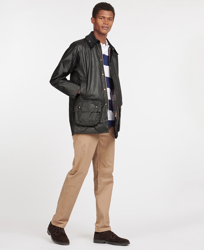 Black Men's Barbour Beaufort® Waxed Jackets | ONXHIQ-172