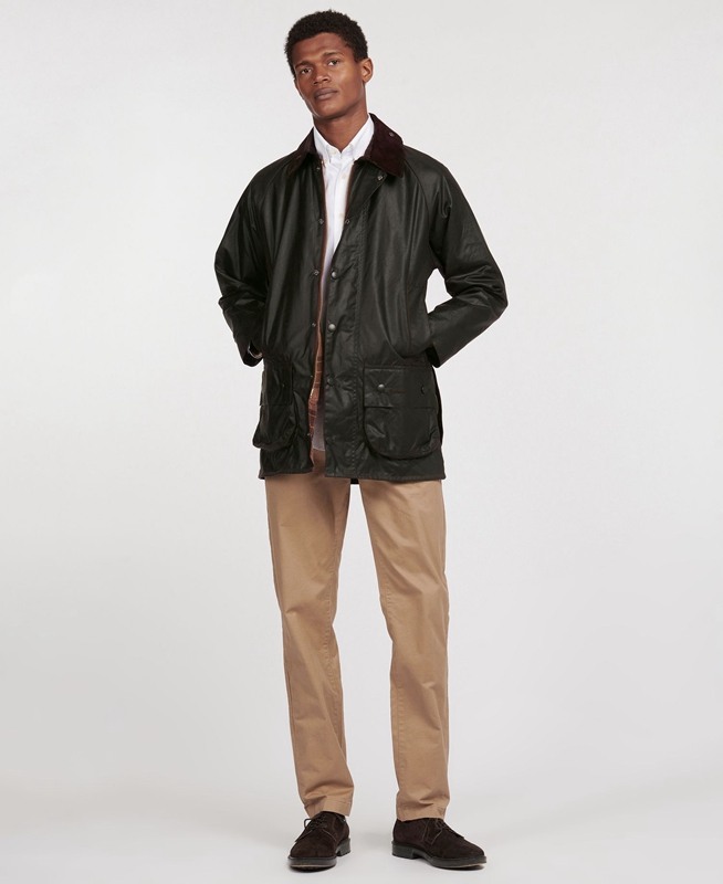 Black Men's Barbour Beaufort® Waxed Jackets | XRZVDU-936