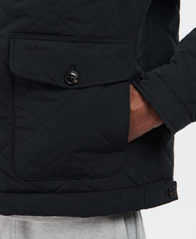 Black Men's Barbour Hitchen Quilted Jackets | JHOPNA-710