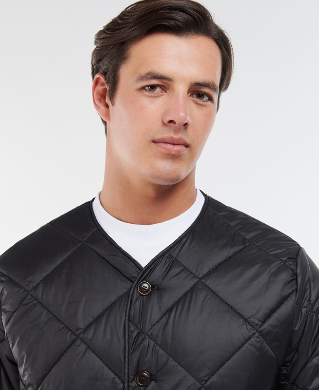 Black Men's Barbour Liddesdale Cardigan Quilted Jackets | PCQVBM-590