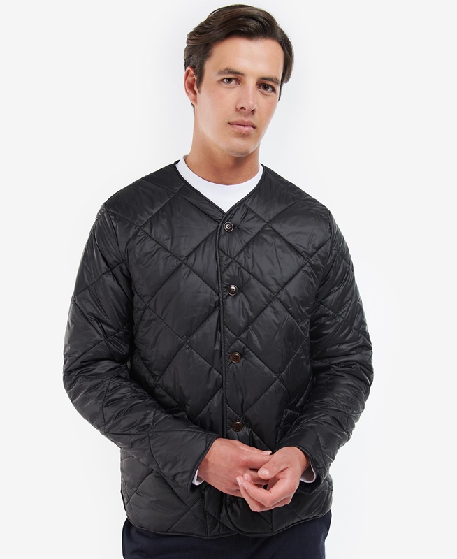 Black Men\'s Barbour Liddesdale Cardigan Quilted Jackets | PCQVBM-590