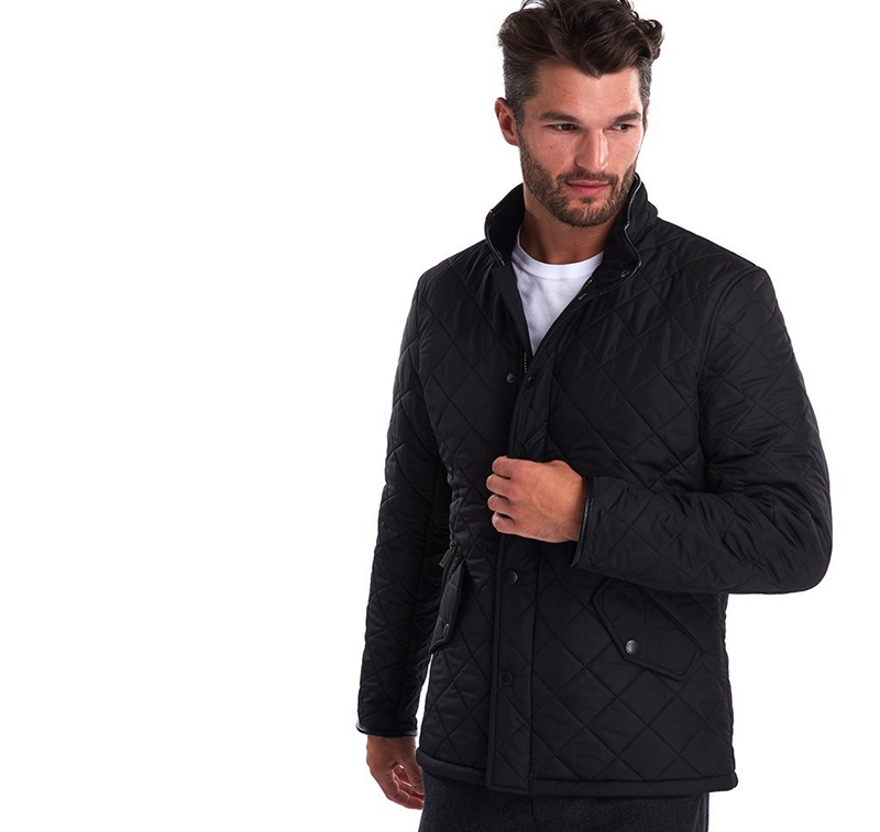 Black Men's Barbour Powell Quilted Jackets | SBGJDY-279