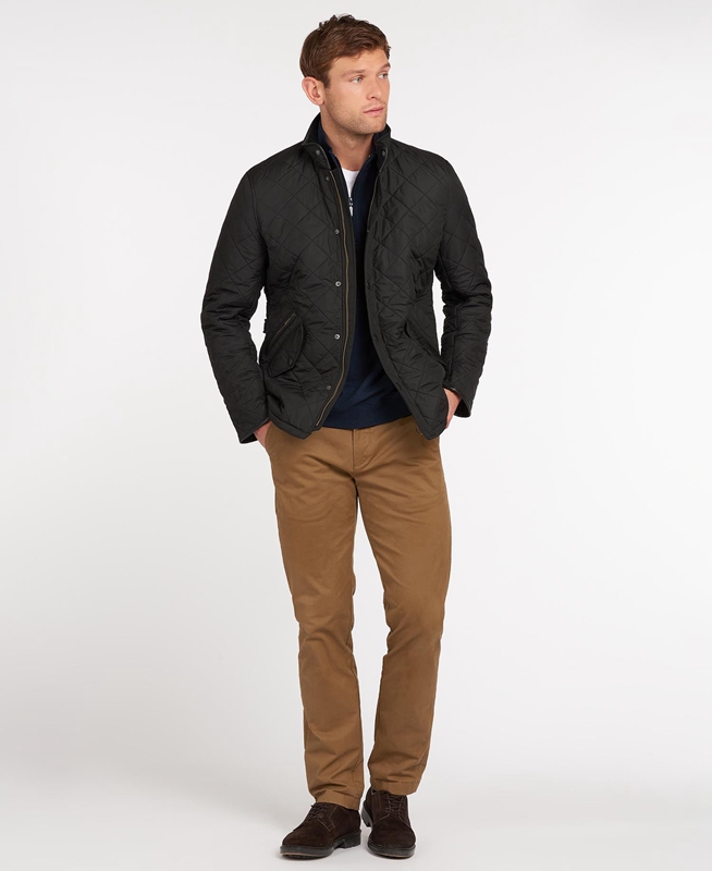 Black Men's Barbour Powell Quilted Jackets | SBGJDY-279