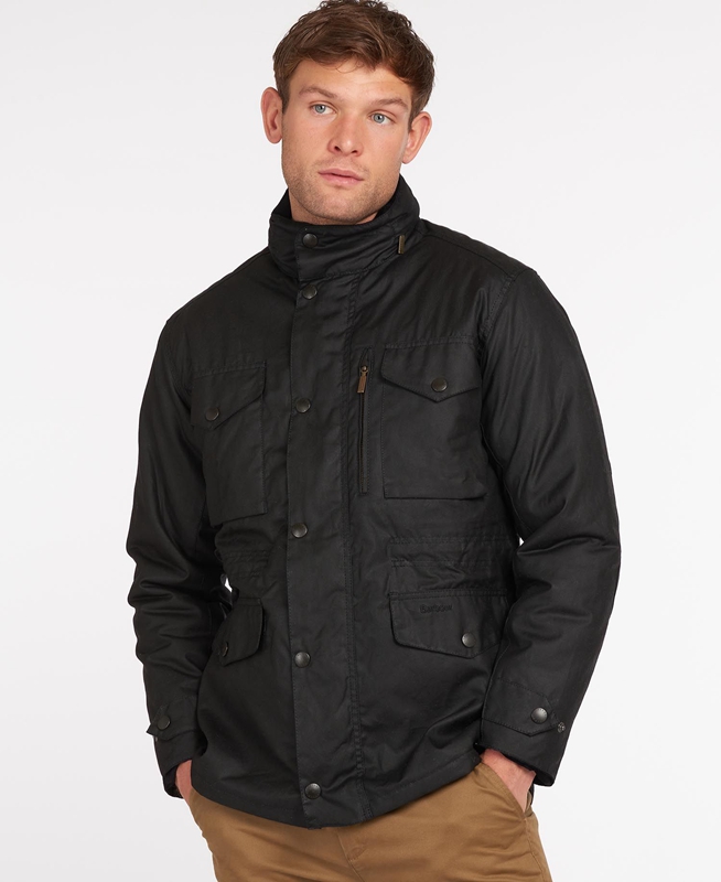 Black Men\'s Barbour Sapper Waxed Jackets | IHXLFG-481