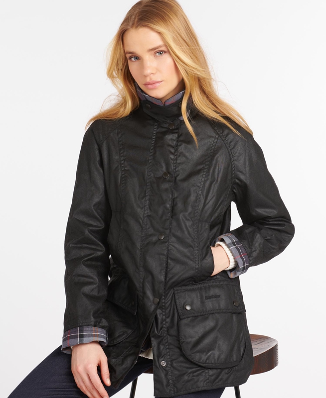 Black Women\'s Barbour Beadnell® Waxed Jackets | YURPDG-209