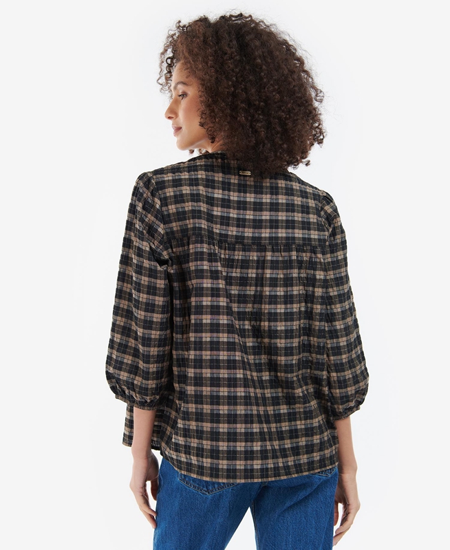 Black Women's Barbour Lorelie Top Shirts | AHROYM-052